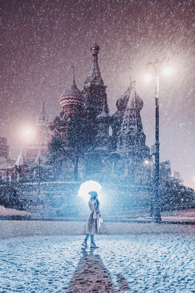 москва в снегу