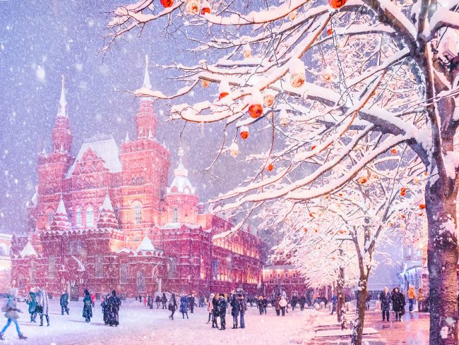 москва в снегу